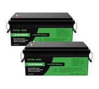 DATOUBOSS 2*Batterie Lithium 12V 200Ah LiFePO4,BMS intégré 200A,4500-15000+Cycles Cycle Profond Batterie Lithium,Max 2560W Puissance supportée en série/parallèle,Parfait pour Solaire, Off-Grid. (2)