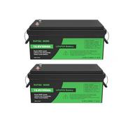 DATOUBOSS 2*Batterie Lithium 12V 300Ah LiFePO4,BMS intégré 200A,15000+Cycles Cycle Profond Batterie Lithium,Max 3840W Puissance supportée en série/parallèle,Parfait pour Solaire, Camping-Car, Off-Grid