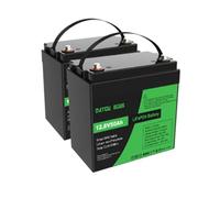 DATOUBOSS 2*Batterie Lithium 12V 50Ah LiFePO4,15000+Cycles Cycle Profond Batterie Lithium,BMS intégré 50A,Max 640W Puissance supportée en série/parallèle,Parfait pour Solaire, Off-Grid