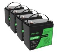 DATOUBOSS 4*Batterie Lithium 12V 50Ah LiFePO4,15000+Cycles Cycle Profond Batterie Lithium,BMS intégré 50A,Max 640W Puissance supportée en série/parallèle,Parfait pour Solaire, Off-Grid