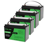 DATOUBOSS 4*Batterie Lithium 12V100Ah LiFePO4 BMS intégré100A,8000-15000Cycles Cycle Profond Batterie Lithium Max 1280W Puissance supportée en série/parallèle,Parfait pour Solaire,Camping-Car,Off-Grid