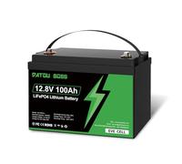 DATOUBOSS Batterie Lithium 12V 100Ah LiFePO4 avec BMS 100A, 15000+ Cycles, 1280Wh Batterie LiFePO4, pour Camping Car, Système Solaire, Caravane, Bateau, Hors-Réseau (12V-100AH-1PC)