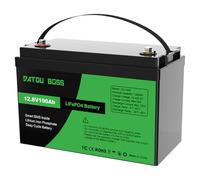 DATOUBOSS Batterie Lithium 12V 100Ah LiFePO4 avec Cellules de Grade A, BMS 100A Intégré, 8000+ Cycles Profonds, 1280Wh Énergie, Connexion Série/Parallèle, pour Camping-Car, Système Solaire
