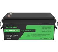 DATOUBOSS Batterie Lithium 12V 300Ah LiFePO4,BMS intégré 200A,15000+Cycles Cycle Profond Batterie Lithium,Max 3840W Puissance supportée en série/parallèle,Parfait pour Solaire, Camping-Car, Off-Grid