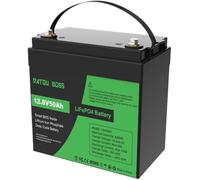 DATOUBOSS Batterie Lithium 12V 50Ah LiFePO4,15000+Cycles Cycle Profond Batterie Lithium,BMS intégré 50A,Max 640W Puissance supportée en série/parallèle,Parfait pour Solaire, Off-Grid.