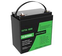 DATOUBOSS Batterie Lithium 12V 50Ah LiFePO4,15000+Cycles Cycle Profond Batterie Lithium,BMS intégré 50A,Max 640W Puissance supportée en série/parallèle,Parfait pour Solaire, Off-Grid