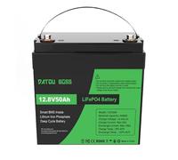 DATOUBOSS Batterie Lithium 12V 50Ah LiFePO4,15000+Cycles Cycle Profond Batterie Lithium,BMS intégré 50A,Max 640W Puissance supportée en série/parallèle,Parfait pour Solaire, Off-Grid