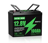 DATOUBOSS Batterie Lithium LiFePO4 12 V 100 Ah 1280 Wh avec BMS 100 A, Plus de 15 000 Cycles Profonds, Connexion en Série/Parallèle, Idéale pour Camping-Car, Solaire, Marine et Maison