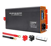 DATOUBOSS Convertisseur 12v 220v/230v Pur Sinus 1500W/3000W, Convertisseur 12v 220v 1500w, Onduleur Onde sinusoïdale Pure Transformateur avec 1 Prises EU et 1 Type-c et 1 Ports USB et Écran LCD