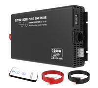 DATOUBOSS Convertisseur 12v 220v Pur Sinus 3000W/6000W Onduleur, 1 Prise EU, Écran LCD, Télécommande sans Fil 10 m, pour Voiture, Camping-Car, Bateau, Camping, Voyage