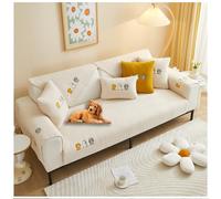 DATOUJL Housse de canapé en Polaire Sherpa, Housse de canapé en Peluche antidérapante, Housse de Chaise Lavable, Housse de canapé élastique, Protection des Meubles (White,110 * 160cm)