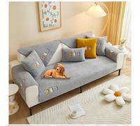 DATOUJL Housse de canapé en Polaire Sherpa, Housse de canapé en Peluche antidérapante, Housse de Chaise Lavable, Housse de canapé élastique, Protection des Meubles (Grey,90 * 120cm)