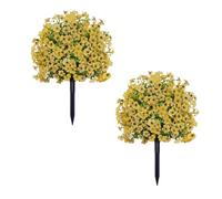 DATOUJL Lot de 2 Fleurs Artificielles Violettes 60cm Résistantes aux UV, Plantes Décoratives en Plastique pour Jardin, Cour, Véranda, Terrasse, Intérieur et Extérieur (Jaune)