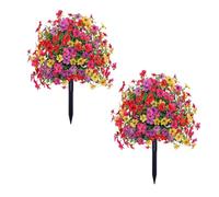 DATOUJL Lot de 2 Fleurs Artificielles Violettes 60cm Résistantes aux UV, Plantes Décoratives en Plastique pour Jardin, Cour, Véranda, Terrasse, Intérieur et Extérieur (coloré)