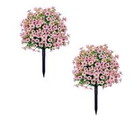 DATOUJL Lot de 2 Fleurs Artificielles Violettes 60cm Résistantes aux UV, Plantes Décoratives en Plastique pour Jardin, Cour, Véranda, Terrasse, Intérieur et Extérieur (Rose)