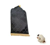 DATOUJL Tapis de Prière Musulman Épais et Doux, Portable avec Franges, Tapis de Prière Islamique Idéal pour Cadeau Ramadan Eid pour Hommes Femmes (Gris foncé)