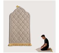 DATOUJL Tapis de Prière Musulman Épais et Doux, Portable avec Franges, Tapis de Prière Islamique Idéal pour Cadeau Ramadan Eid pour Hommes Femmes (Kaki)