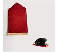 DATOUJL Tapis de Prière Musulman Épais et Doux, Portable avec Franges, Tapis de Prière Islamique Idéal pour Cadeau Ramadan Eid pour Hommes Femmes (Rouge)