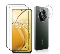 Datree 2 Pièces Verre Trempé pour Realme 12 5G/Realme 12x 5G, 2 Pièces Caméra Arrière Protecteur, Dureté 9H, Double Protection Metal + Caméra Verre Trempé, Protection D'Écran Anti-Rayures