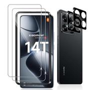 Datree 2 Pièces Verre Trempé pour Xiaomi 14T/ Xiaomi Mi 14T, 2 Pièces Caméra Arrière Protecteur (Noire), 9H Dureté Anti-Rayures Vitre Trempé, HD Sans Bulles Ultra Résistant Protection écran
