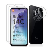 Datree 2 Pièces Verre Trempé pour Xiaomi Redmi 14C/ Poco C75/Redmi A4,2 Pièces Caméra Arrière Protecteur,9H Dureté/Anti-Rayures/Sans Bulles,Protection écran pour Redmi 14 C 4G