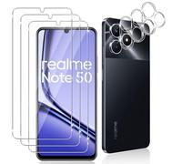 Datree 3 Pièces Verre Trempé pour Realme Note 50/Realme C51, 3 Pièces Caméra Arrière Protecteur, Dureté 9H, Double Protection Metal + Caméra Verre Trempé, Protection D'Écran Anti-Rayures