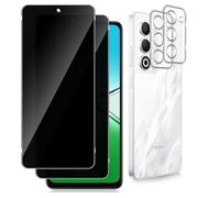Datree Anti-Espion Verre Trempé pour OPPO A5 4G, 2+2 Pièces Anti-Spy Protecteur D'écran avec Caméra Arrière Protecteur, Dureté 9H Film Protection, Résistant Aux Rayures