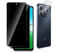 Datree Anti-Espion Verre Trempé pour OPPO A5X 4G, 2+2 Pièces Anti-Spy Protecteur D'écran avec Caméra Arrière Protecteur, Dureté 9H Film Protection, Résistant Aux Rayures