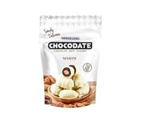 Dattes Fourrées aux Amandes et Enrobées de Chocolat,100G. Découvrez une fusion exquise entre tradition orientale. (Chocolat Blanc)