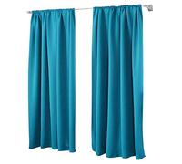 Datuo Rideau occultant avec Galon fronceur - Rideau occultant - Bleu foncé - Rideau Thermique pour Chambre à Coucher - Résistant à l’Usure - Résistant aux bruits, Tissu, Türkis, 135 x 245 cm