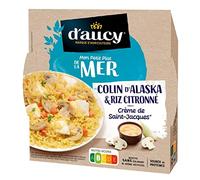 D'AUCY Colin d'Alaska en Crème de St Jacques - Délice de la Mer - 280g Saveur Gourmet des Océans - Plat Cuit en Conserve - Epicerie Fine - Le Lot De 3