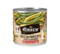 D'AUCY - Duo de haricots verts et beurre extra fins pour un accompagnement savoureux du quotidien - Lot de 4