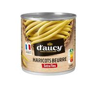 D'AUCY - Haricots Beurre Extra Fins Savoureux et Gourmands, Boîte 220G
