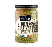 D'AUCY Petits Pois Carottes 380G, légumes bien cultivés pour des repas savoureux et rapides- Lot De 4
