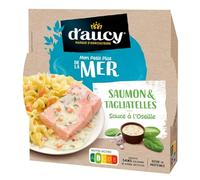 D'AUCY - Plat Complet Saumon Oseille et Tagliatelles, Micro-Ondable Savoureux 300g - Lot De 4