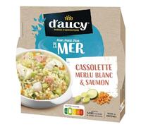 D'AUCY - Plat Cuisiné - Cassolette merlu blanc & saumon - Riche en Protéines · Recette Sans Colorant ni Arôme Artificiel · Prêt en 2 min au Micro-Ondes - la barquette de 300g - Le Lot De 4