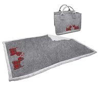 Daunex Plaid doux Friend 130 x 160 cm avec application Scottish Terrier et sac en feutre naturel