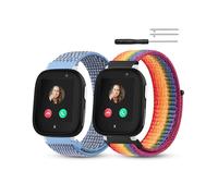 daunke Lot de 2 bracelets de montre pour montre XPLORA X5 / XGO2 / XGO3 Kids Watch - Bracelet de rechange en nylon tissé - Robuste et durable - Facile à remplacer - Bleu et fluo - Largeur : 16 mm