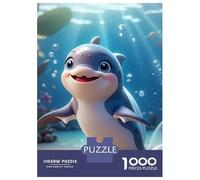 Dauphin 1000 Morceaux Papier Écologique Cute Baby Dolphin in Shallow Water Casse-tête Entraînement Cérébral Niveau Difficulté Équilibré Divertissement Weekend Domicile 38x26cm/1000pcs