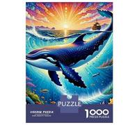 Dauphin 1000 Pièces Carton Solide Puzzle Adultes Dolphin in Vibrant Cosmic Reef Puzzle Portable Soirée Jeux Famille Stimulant Amusant Parents-Enfants Activité 70x50cm/1000pcs