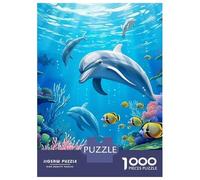 Dauphin 1000 Pièces Papier Résistant Dolphin in Vibrant Underwater Coral Reef Puzzle Adultes Puzzle Portable Soirée Jeux en Famille Stimulant Et Amusant Entraînement Cérébral 70x50cm/1000pcs