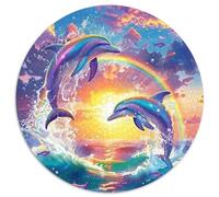 Dauphin 1000 Pièces Puzzle Circulaire 3D Haute définition Puzzles Classiques Puzzle Rond Créatif Difficile Impossiblepour Adultes Cadeaux 1000pcs (67.5x67.5cm)