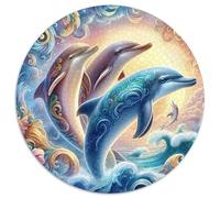Dauphin 1000 Pièces Puzzle Circulaire 3D Haute définition Puzzles Classiques Puzzle Rond Créatif Difficile Impossiblepour Adultes Décoration pour Enfants Cadeau 1000pcs (67.5x67.5cm)