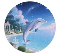 Dauphin 1000 Pièces Puzzle Convient Aux Adultes EnfantsJeu Marine Animaux Puzzle Circulaire Puzzles Classiques Bricolage Puzzle Puzzle pour Enfants Décompression Et Cadeau