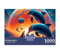 Dauphin 1000 Pièces Puzzle Difficile Et Stimulant sur Challenge Toy Jouets Artiste Animaux marinsun Jouet De Jeu Cadeaux Pour38x26cm/1000pcs