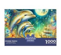 Dauphin 1000 Pièces Puzzle Le Cadeau Parfait pour La Famille Et Les Amis Animaux intelligents Puzzle À Faire Soi-même pour Décoration D'intérieur,Cadeaux pour Adultes Et Enfants 38x26cm/1000pcs