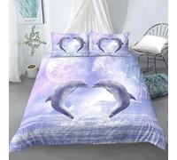 Dauphin Animal Sets De Housses De Couettes 1/2 Personnes, Microfibre 3D Parure De Lit avec 200X200 Cm Imprimé Housse De Couette Et 2 X Taies d'oreiller 65X65 Cm - pour Hommes Femmes Enfan-41074608272