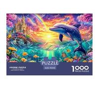 Dauphin, Arc-en-Ciel, Corail, Château dans l'océan Vivant Puzzle De 1000 Pièces Dolphin Classique Et Défiant, Cadeau pour Toutes Les Âges 70x50cm/1000pcs