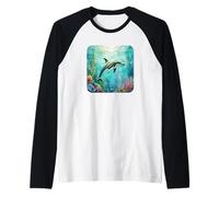 Dauphin art scène sous-marine aquarelle peinture océan plage Manche Raglan