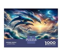 Dauphin Coffret De Puzzles, Swirl Dauphins 1000 Pièces Papier Écologique, Jeu Anti-Stress, Décoration Murale, Cadeaux Femmes & Hommes 38x26cm/1000pcs